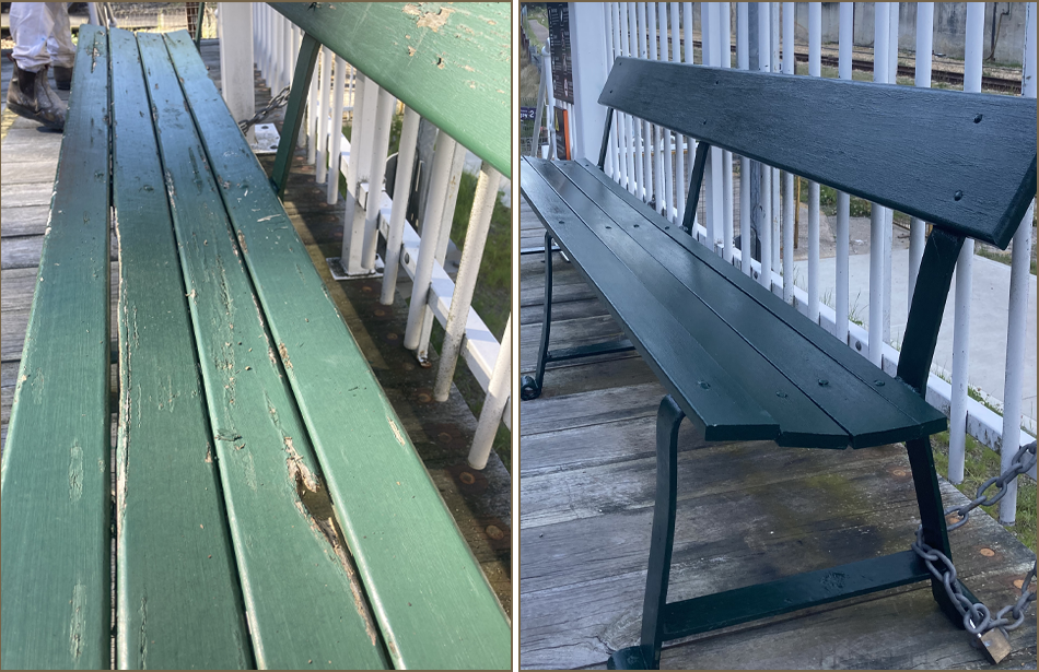 Zig Zag Railway station seats repainting 2025